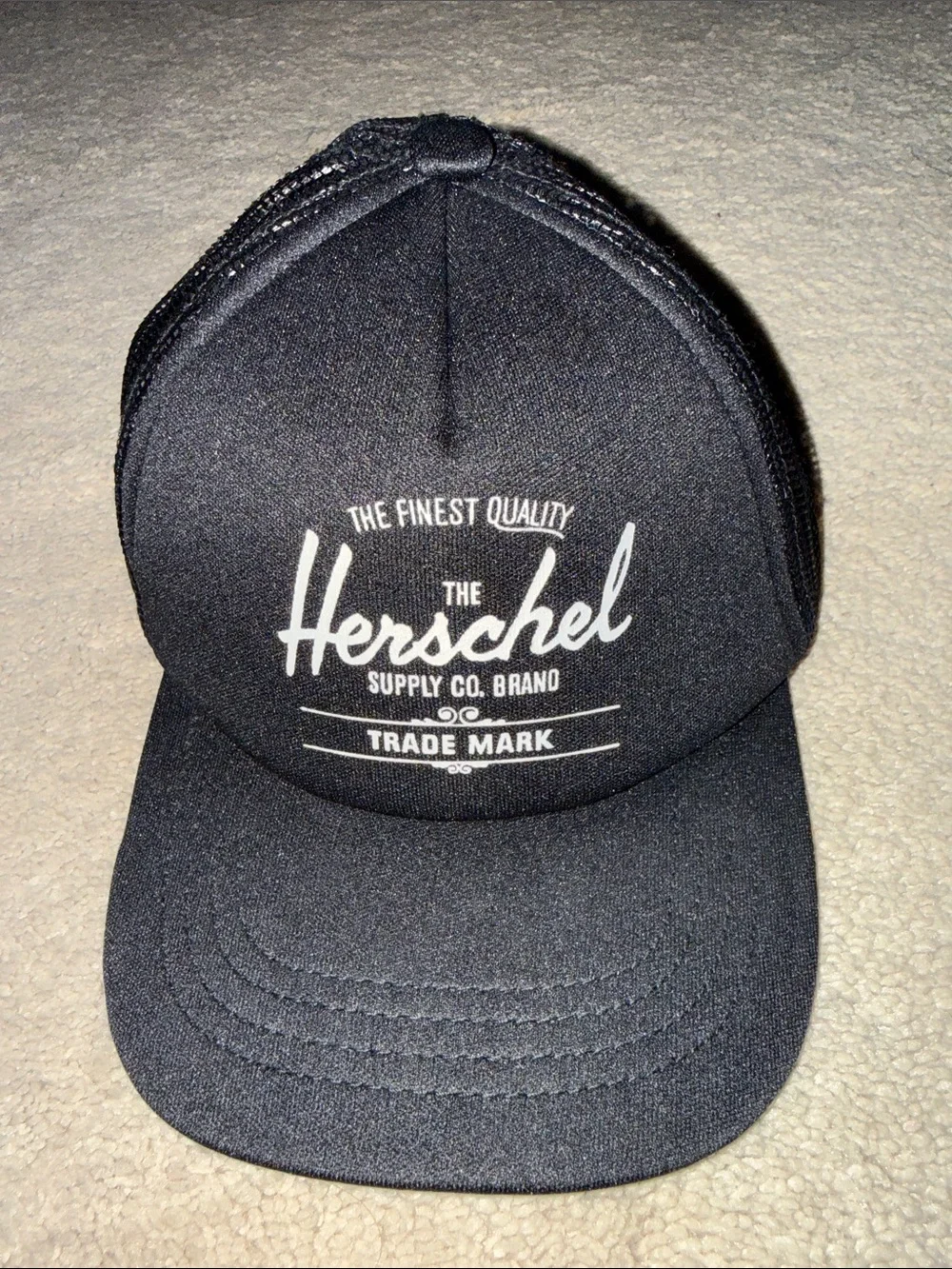Herschel Supply Company Black and White Script Trucker Hat
